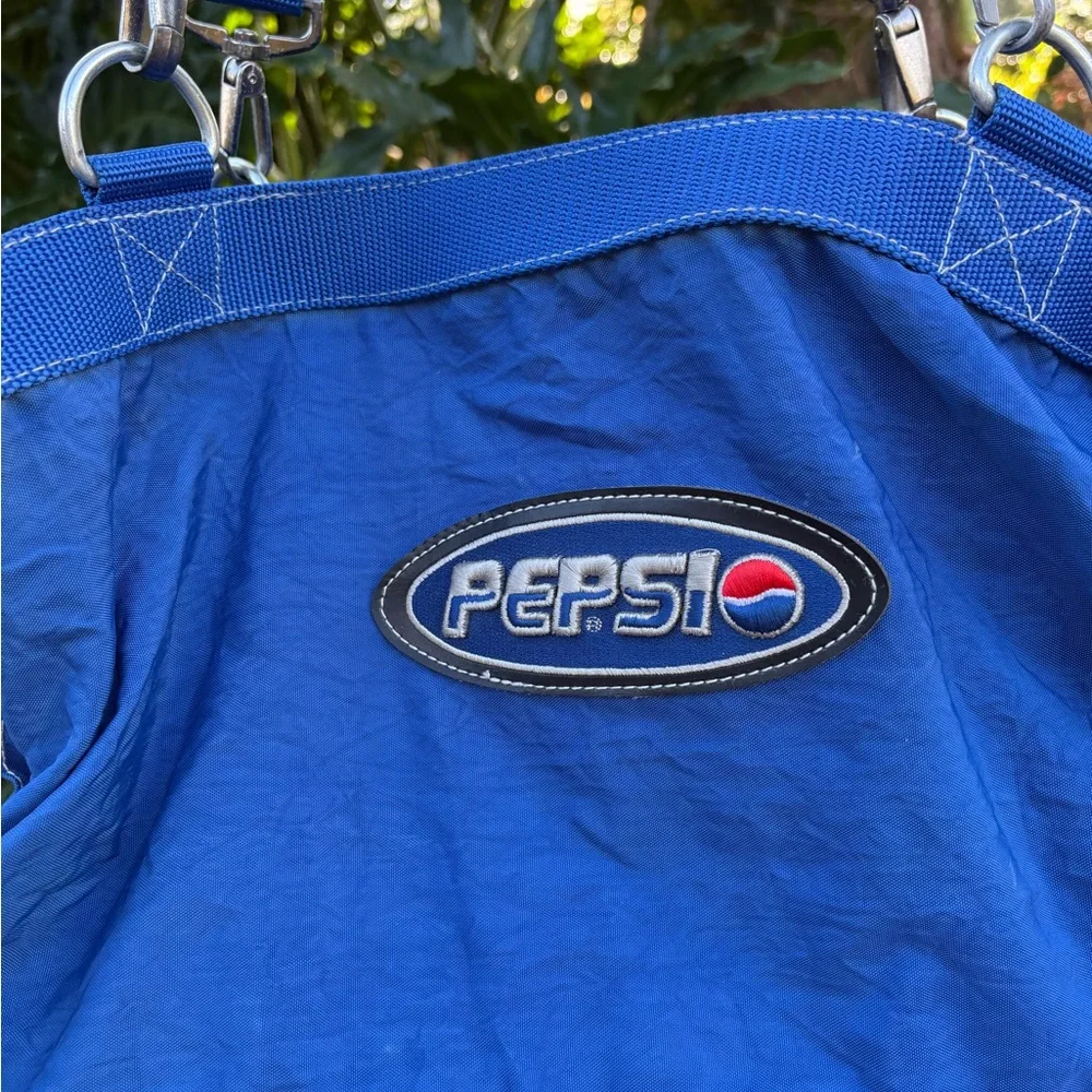 Vintage Pepsi Royal Blue Duffel Bag Travel Zip Snap Logo Rare 90s Dual Handle